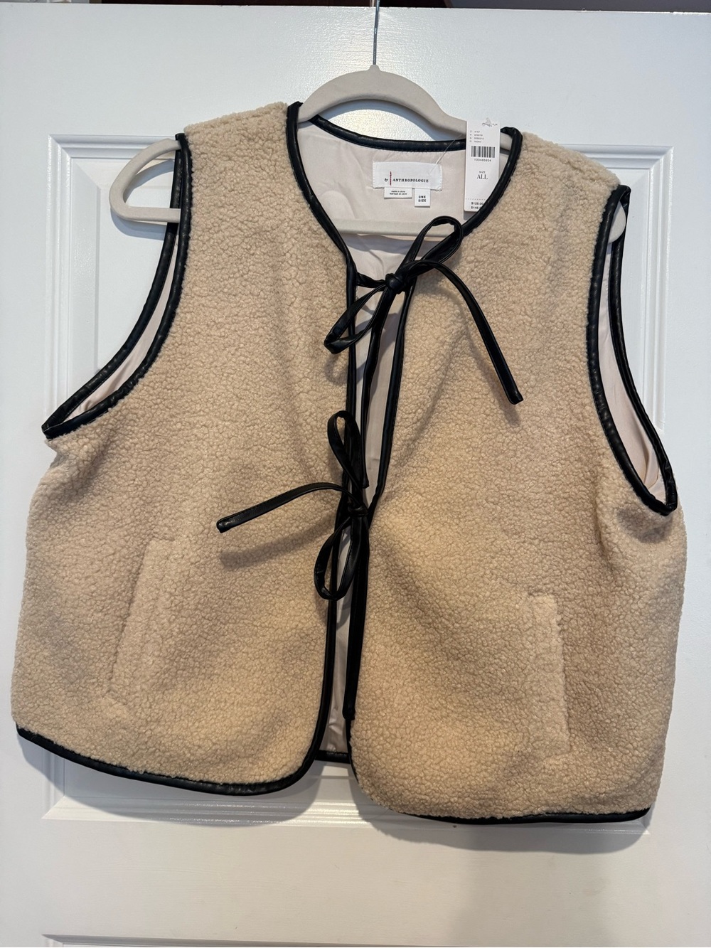 Sherpa Vest with Black Trim - Cream